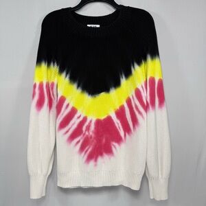 Tie Dye Sweater 525 America Black Yellow Red Cotton Pullover Medium M